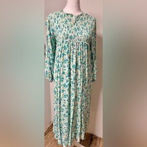 ZARA Basic Floral Smocked Maxi Dress Cottagecore  Prairiecore NWT 
Size Large